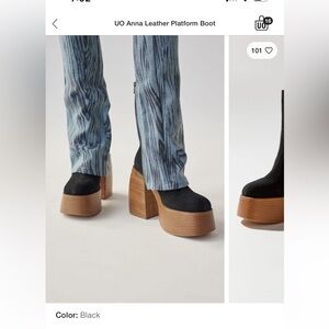 Urban Outfitters Anna Leather Platform Boots in black suede women’s size 7